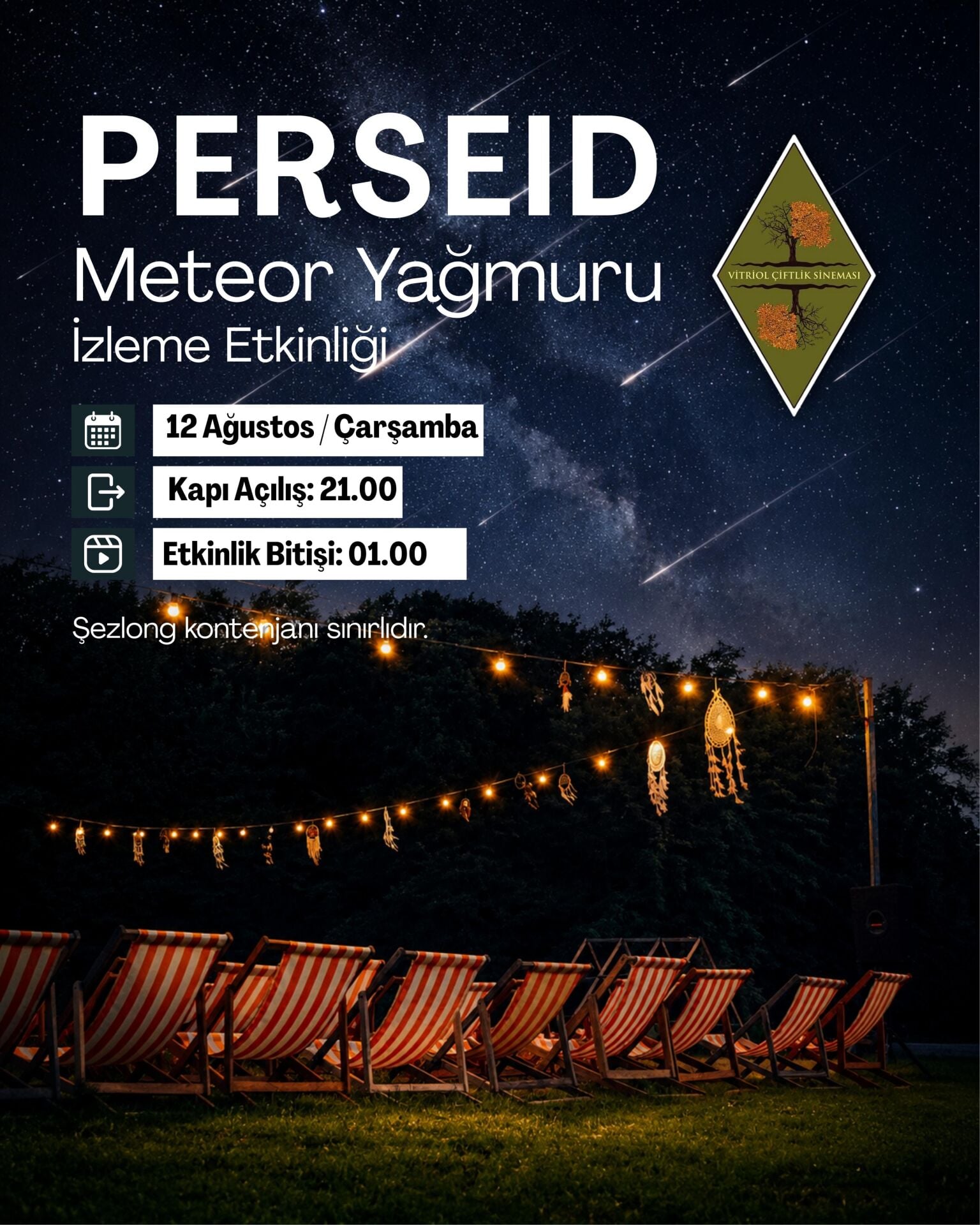 12 Ağustos Çarşamba Perseid Gecesi KENDİ KAMP SANDALYEM