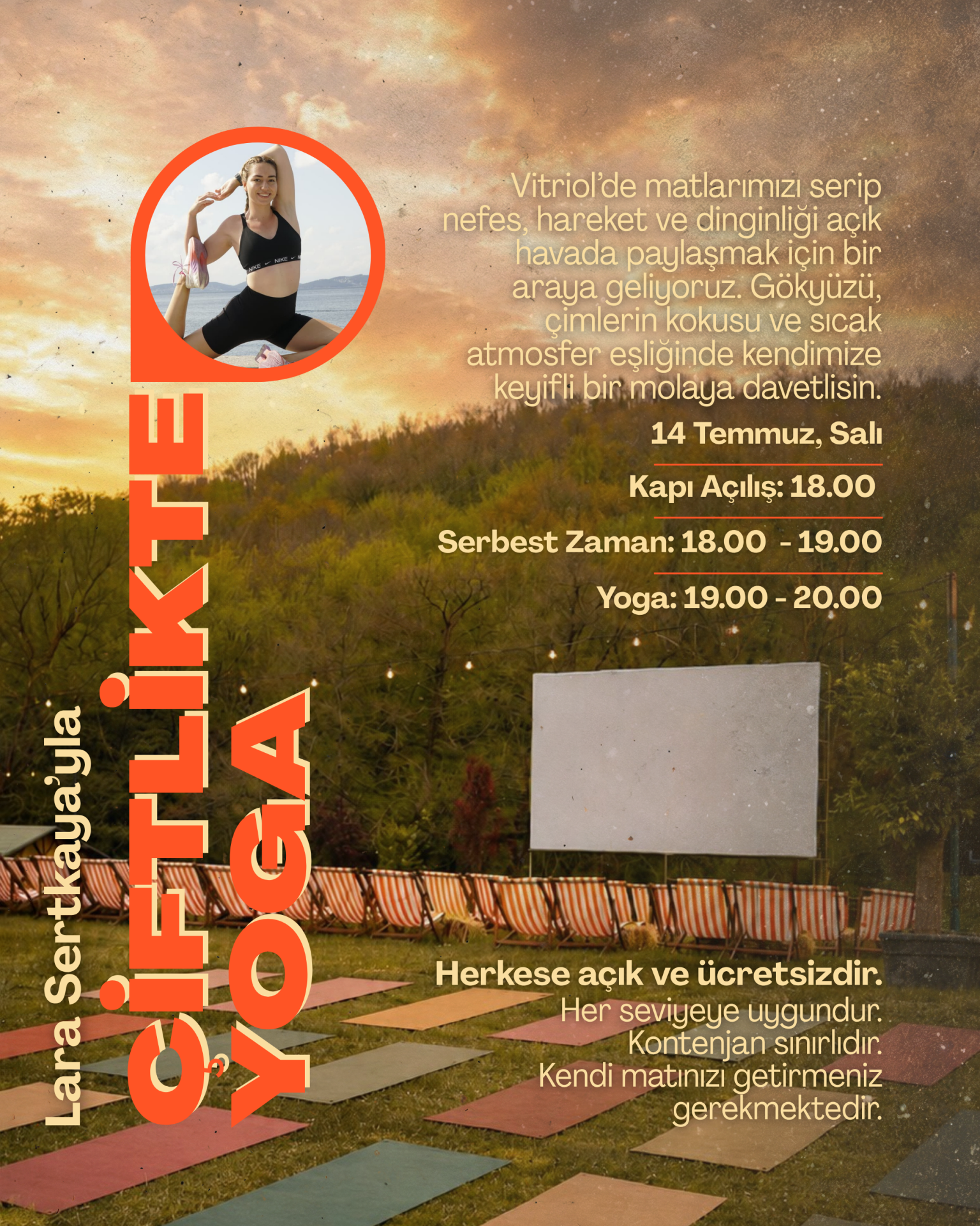 14 Temmuz Salı Çiftlikte Yoga Tanıtım Gecesi